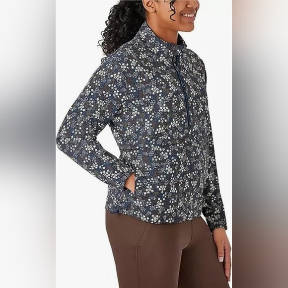 Member's Mark XS  Zipper Kangaroo Pocket Long Sleeve Travel Pullover Floral NWT - Picture 2 of 14